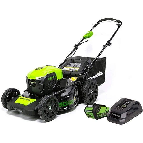 Greenworks Cordless and Brushless Push Lawn Mower - 40-Volt - 20-in - 1 Lithium-Ion Battery 1 Greenworks Cordless and Brushless Push Lawn Mower - 40-Volt - 20-in - 1 Lithium-Ion Battery