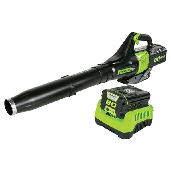 Greenworks Cordless Leaf Blower with Lithium-Ion Battery - 80-Volt - 580 CFM - 145-mph 1 Greenworks Cordless Leaf Blower with Lithium-Ion Battery - 80-Volt - 580 CFM - 145-mph