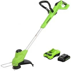 Greenworks 24-Volt 12-in Straight Cordless String Trimmer with Edger Capable (Battery and Charger Included)