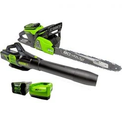 Greenworks 80-Volt 18-in Chainsaw and Leaf Blower Combo Kit (Battery and Charger Included) - 4-Piece