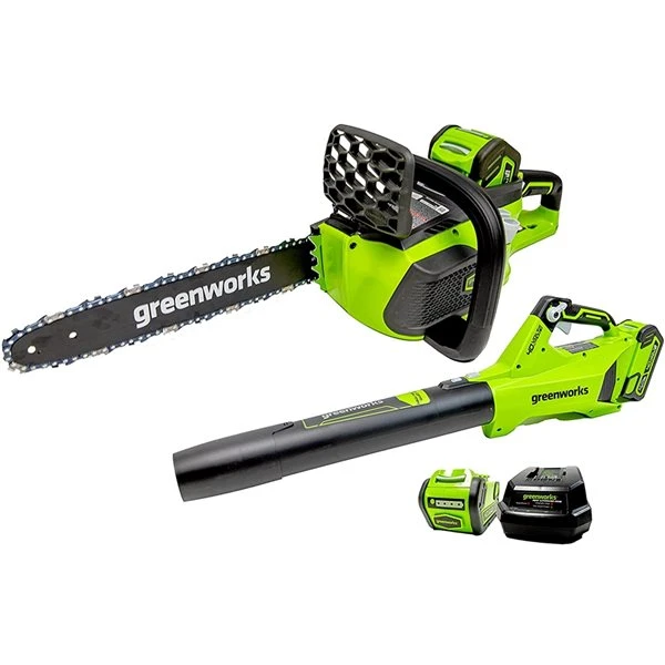 Greenworks 40-Volt 14-in Chainsaw and Leaf Blower Combo Kit (Battery and Charger Included) - 4-Piece 1 Greenworks 40-Volt 14-in Chainsaw and Leaf Blower Combo Kit (Battery and Charger Included) - 4-Piece