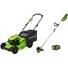 Greenworks 40-Volt 20-in Lawn Mower and 12-in Trimmer Combo Kit (Battery and Charger Included) - 4-Piece
