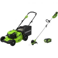 Greenworks 40-Volt 20-in Lawn Mower and 12-in Trimmer Combo Kit (Battery and Charger Included) - 4-Piece