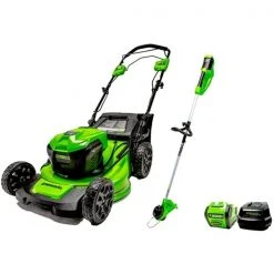 Greenworks 40-Volt 20-in Self-Propelled Lawn Mower and 12-in Trimmer Kit (Battery and Charger Included) - 4-Piece