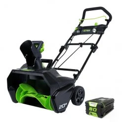 Greenworks Cordless Snowblower - 80 V - 20-in - Green and Black