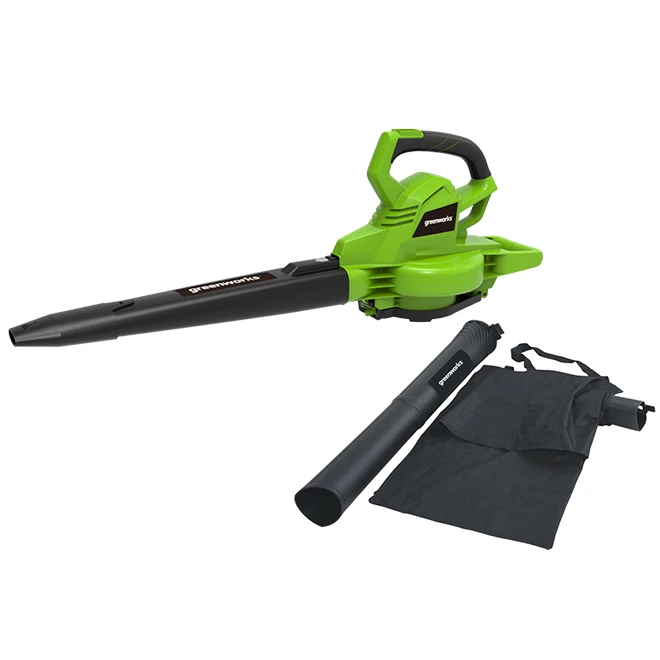 Greenworks Electric Blower and Vacuum - 12 A - 400 CFM - 235 mph - Green and Black 1 Greenworks Electric Blower and Vacuum - 12 A - 400 CFM - 235 mph - Green and Black