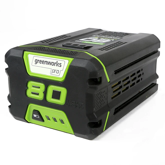 Greenworks 80 V Lithium-Ion Battery - 2.0 Ah - Green/Black 1 Greenworks 80 V Lithium-Ion Battery - 2.0 Ah - Green/Black