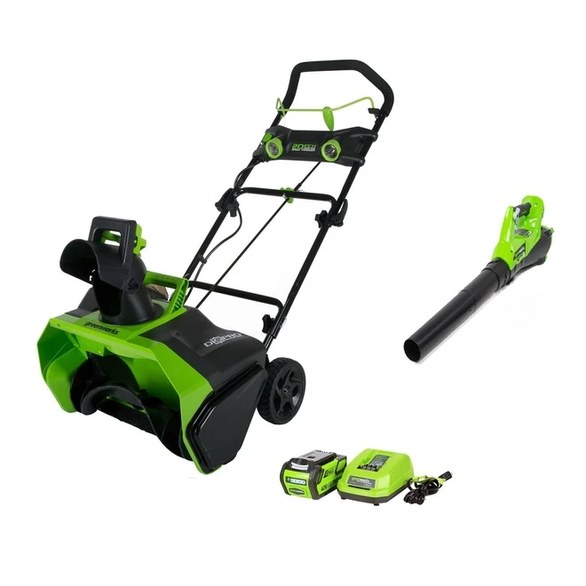 Greenworks Cordless Snow Thrower and Axial Blower Combo Kit - 40 V - 20-in 1 Greenworks Cordless Snow Thrower and Axial Blower Combo Kit - 40 V - 20-in